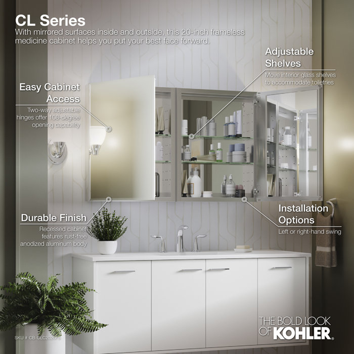 KCBCLC2026FS Kohler Recessed or Surface Mount Frameless Aluminum